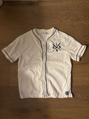 Old Navy White Baseball-Style Kids Jersey with Navy Trim